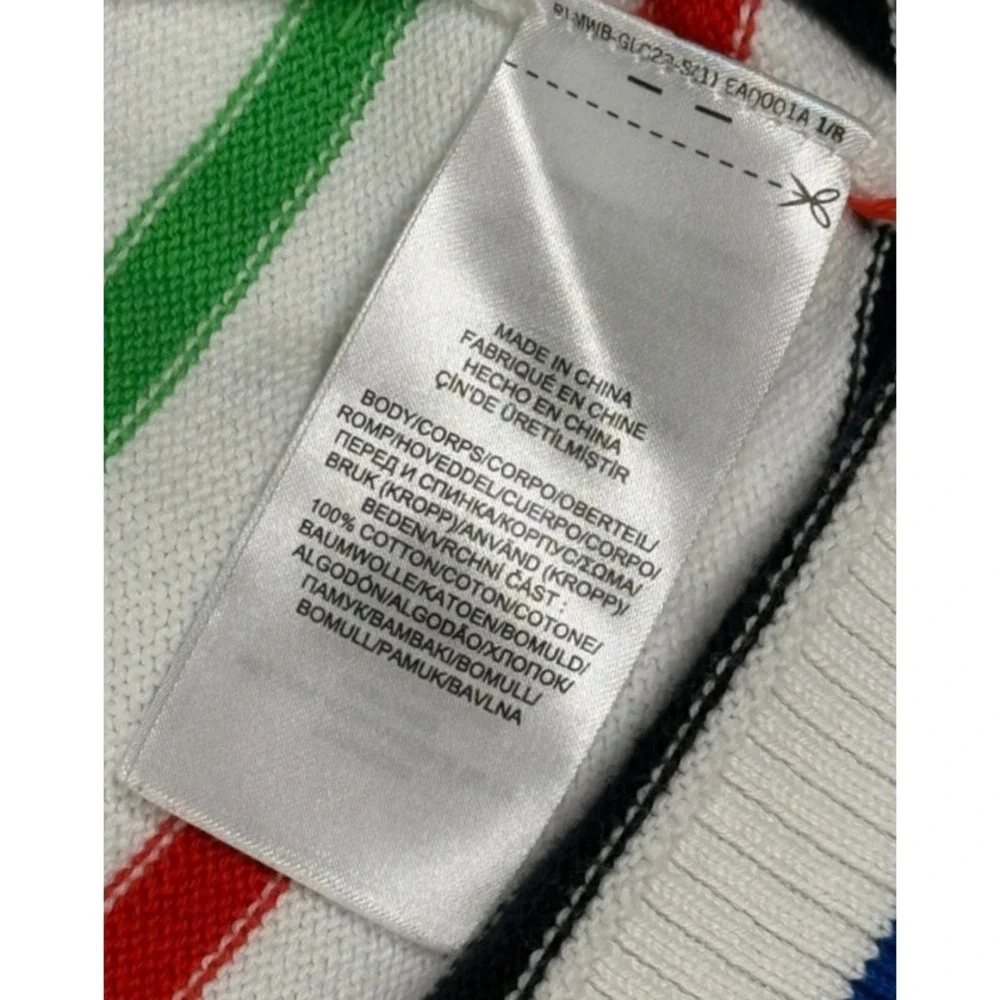 Lauren Ralph Lauren Women's Sweater Size L White Multicolor Stripe‎ Gold Button - Picture 9 of 11